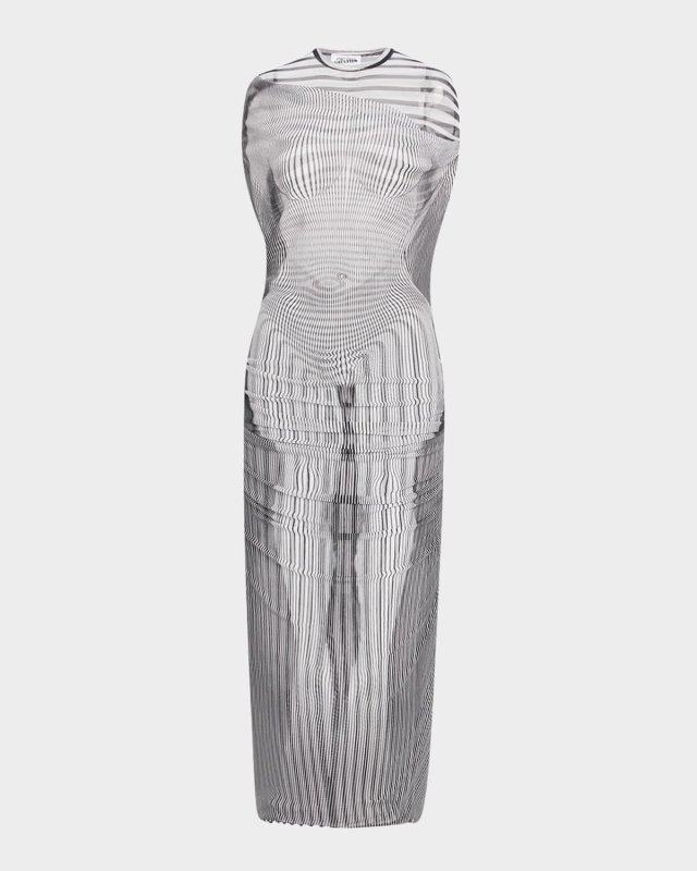 Mariniere Body Morphing Layered Mesh Maxi Dress